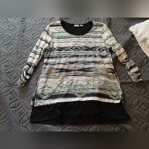 Cato Geometric Patterned Long Sleeve Top